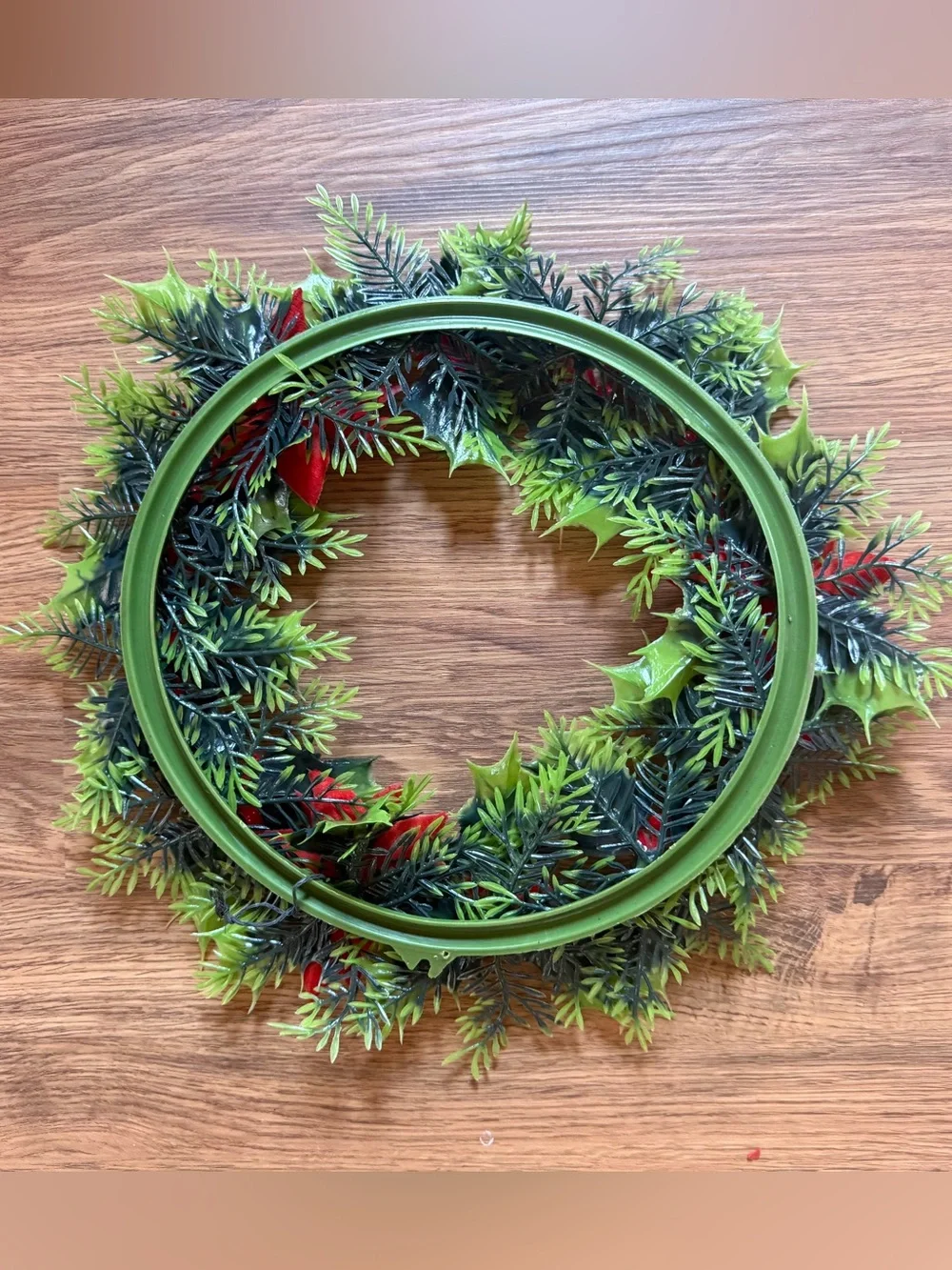 Vintage Festive Red Poinsettia Holiday Wreath